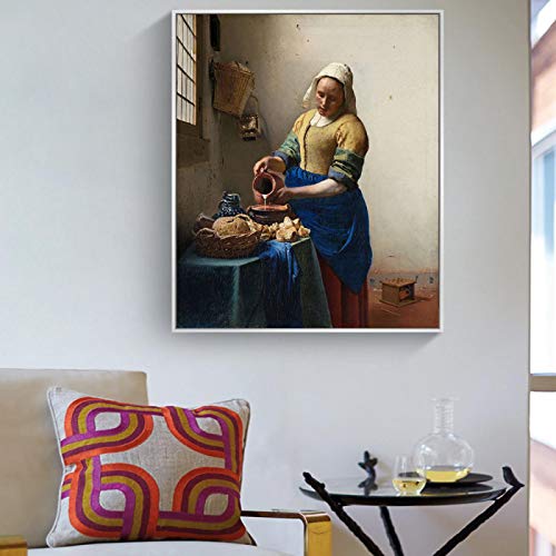 Johannes The Milkmaid Pinturas de arte famosas en la pared Carteles e impresiones artísticos Edad de oro holandesa Cuadros de obras de arte famosas Cuadros-50x60cm Sin marco