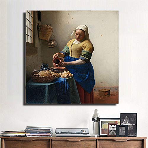 Johannes The Milkmaid Pinturas de arte famosas en la pared Pósteres e impresiones artísticos Imágenes de obras de arte famosas de la Edad de Oro holandesa 60x60cm (24x24in) Sin marco