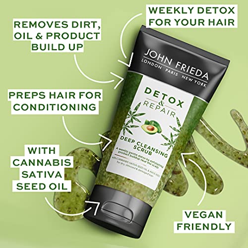 John Frieda | Detox & Repair | Exfoliante Capilar Natural de Limpieza Profunda | Elimina la Suciedad del Cuero Cabelludo | 150 ml