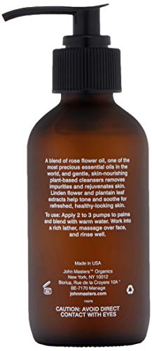 John Masters Organics Espuma de Lavado Facial con Rosa y Flor de Tilo 112 ml