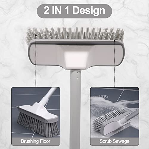JOLIGAEA Cepillo para Exteriores,Cepillo para Suelo con Escurridor,Cepillo de Suelo para Fregar Piso,Cerdas Duras con Manija Ajustable de 49,6 Pulgadas,para Limpieza de Baño, Patio, Garaje, Piscina