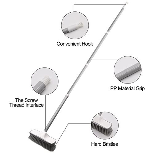 JOLIGAEA Cepillo para Exteriores,Cepillo para Suelo con Escurridor,Cepillo de Suelo para Fregar Piso,Cerdas Duras con Manija Ajustable de 49,6 Pulgadas,para Limpieza de Baño, Patio, Garaje, Piscina