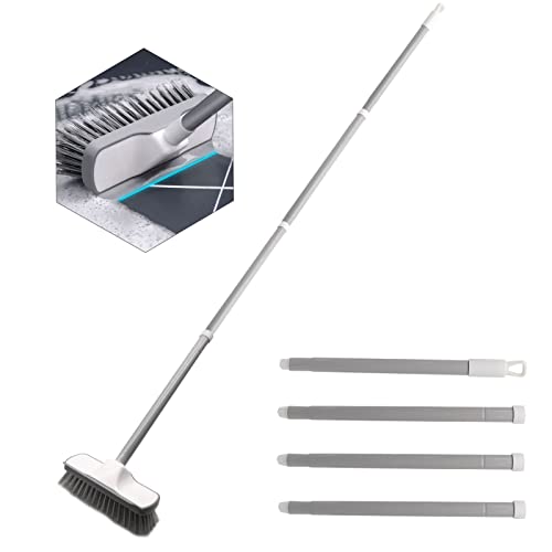 JOLIGAEA Cepillo para Exteriores,Cepillo para Suelo con Escurridor,Cepillo de Suelo para Fregar Piso,Cerdas Duras con Manija Ajustable de 49,6 Pulgadas,para Limpieza de Baño, Patio, Garaje, Piscina