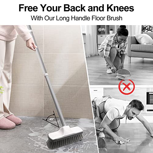 JOLIGAEA Cepillo para Exteriores,Cepillo para Suelo con Escurridor,Cepillo de Suelo para Fregar Piso,Cerdas Duras con Manija Ajustable de 49,6 Pulgadas,para Limpieza de Baño, Patio, Garaje, Piscina