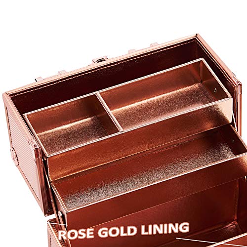 Joligrace Maletín Maquillaje Estuche de Maquillaje Maletín de Manicura Makeup Joyero Caja Maletines Maquillaje Vacío Cosméticos Organizador Beauty Case de Viaje Profesional (Dorado)