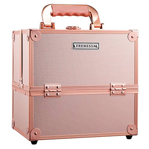 Joligrace Maletín Maquillaje Estuche de Maquillaje Maletín de Manicura Makeup Joyero Caja Maletines Maquillaje Vacío Cosméticos Organizador Beauty Case de Viaje Profesional (Dorado)