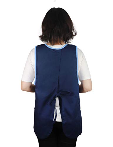 JONATHAN UNIFORM Limpieza Delantal Laboral para Mujer 2 Bolsillos para Tareas del Hogar, Esteticistas, Educadores, Sectores Belleza (Azul-V)