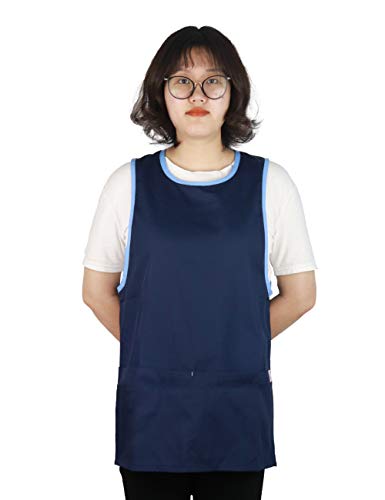 JONATHAN UNIFORM Limpieza Delantal Laboral para Mujer 2 Bolsillos para Tareas del Hogar, Esteticistas, Educadores, Sectores Belleza (Azul-V)