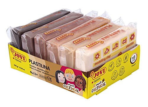 Jovi – Plastilina, Bandeja de 6 Pastillas, 50 gramos, Multicultural Colors (70/6M)