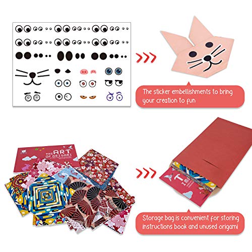 JoyCat color kit de origami para niño,90 archivo de origami vívido de doble cara 30 páginas que enseña libro de origami español,adecuado para niños/clase de manualidades