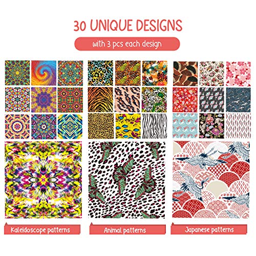 JoyCat color kit de origami para niño,90 archivo de origami vívido de doble cara 30 páginas que enseña libro de origami español,adecuado para niños/clase de manualidades