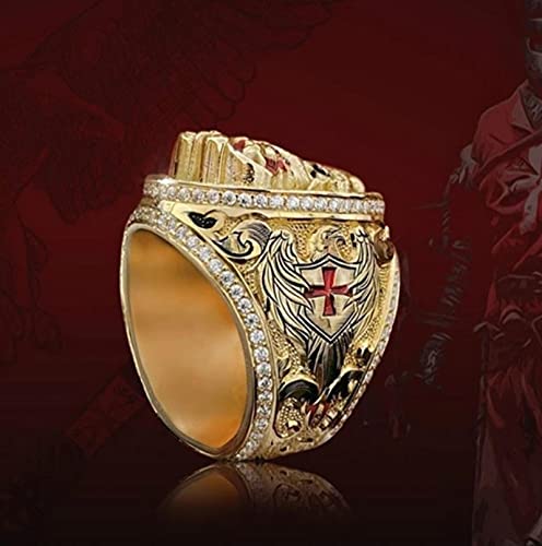 Joyería de Moda Estilo Europeo y Americano Corona Cráneo ala Cruzada Chapado en Oro Aleación de Color Anillo Masculino para Hombres Joyería de Fiesta