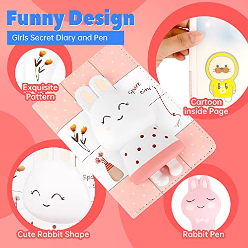 Joyhoop Diario Niña, Cuaderno a5 Diario Para Niña, Página para Colorear con Patrón de Dibujos Animados Diario Niña, Regalo Niña 5 6 7 8 9 10 11 Años, Material Escolar Kawaii Diario Secreto Niña.