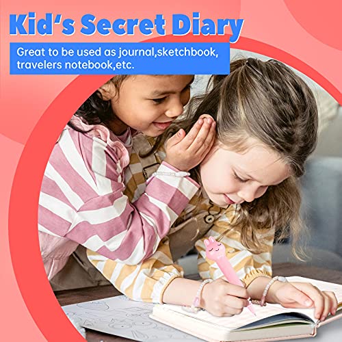 Joyhoop Diario Niña, Cuaderno a5 Diario Para Niña, Página para Colorear con Patrón de Dibujos Animados Diario Niña, Regalo Niña 5 6 7 8 9 10 11 Años, Material Escolar Kawaii Diario Secreto Niña.