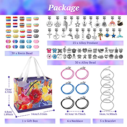 Joyhoop Hacer Pulseras Niñas, 94pcs Kit Joyería con Cuentas para Pulseras, Pulsera de Plata con 11 Pulseras, DIY Manualidades, Regalo Niña para Año Nuevo Cumpleaños Navidad, para Niñas 5-14 Años.