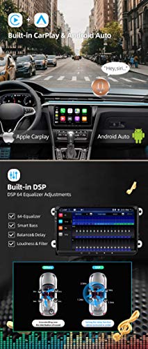 JOYX Android 10 Autoradio Para VW Golf/Skoda/Seat/Passat/Polo - [4G+64G] - Built-in DSP Carplay Android Auto - GRATIS Cámara Canbus - 9 Pulgada 2 Din -Apoyo DAB 4G WLAN Bluetooth5.0 Volante 360-Cámara