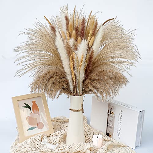 JRHPSUPER 80 Unidades de Hierba Natural de Pampas secas, 44 cm Flores secas decoración para Dormitorio, balcón, Cocina, Cuarto de baño