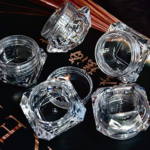 JSJJAUJ Botella de envase cosmético Venta al por Mayor 5G (5 ml, 0.17 oz) Clear 100pcs Cosmético Vacío Jar Pot Sombra de Ojos Maquillaje Casa de Cara Cake Balm Balm Caja de contenedor (Diamante)