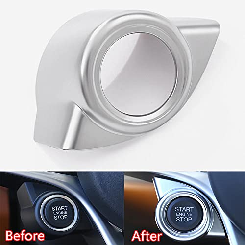 JTSGHRZ Marco de decoración de Coche Cubiertas del Ajuste del Interruptor del botón de Parada de Arranque del Motor de Coche, para Alfa Romeo Giulia Stelvio 2017 LHD