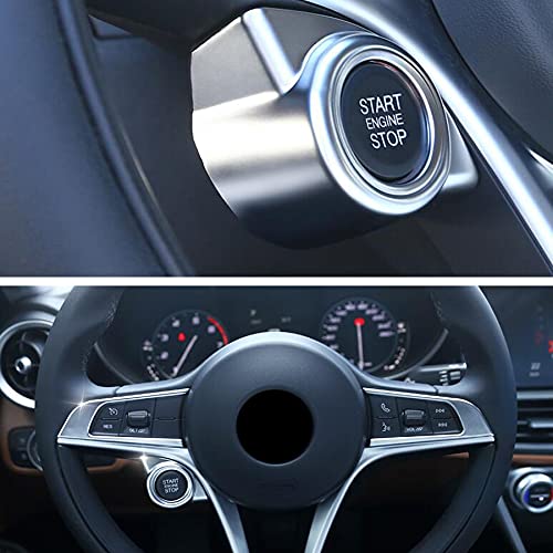 JTSGHRZ Marco de decoración de Coche Cubiertas del Ajuste del Interruptor del botón de Parada de Arranque del Motor de Coche, para Alfa Romeo Giulia Stelvio 2017 LHD