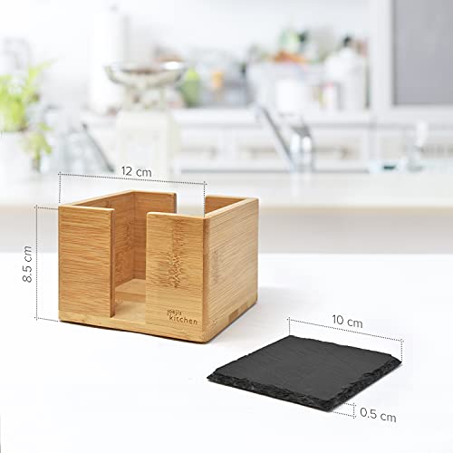 Juego de 10 Posavasos Originales para Bebidas, Posavasos Silicona Resistente al Calor, Elegantes Platos Pizarra Negra con Soporte, Plato Pizarra Multiuso para Bebidas, Aceite, jarrones y más