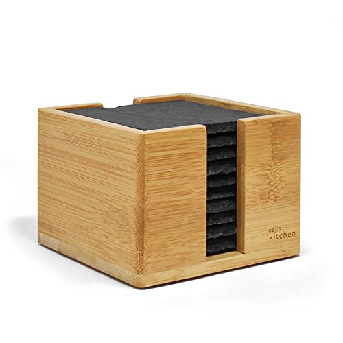 Juego de 10 Posavasos Originales para Bebidas, Posavasos Silicona Resistente al Calor, Elegantes Platos Pizarra Negra con Soporte, Plato Pizarra Multiuso para Bebidas, Aceite, jarrones y más