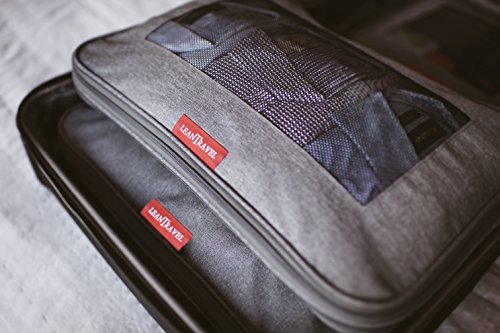 Juego de 6 cubos de compresión para viajes, color gris, doble cremallera, LeanTravel