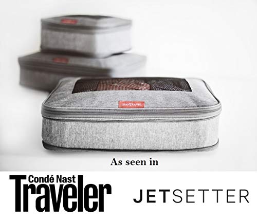 Juego de 6 cubos de compresión para viajes, color gris, doble cremallera, LeanTravel
