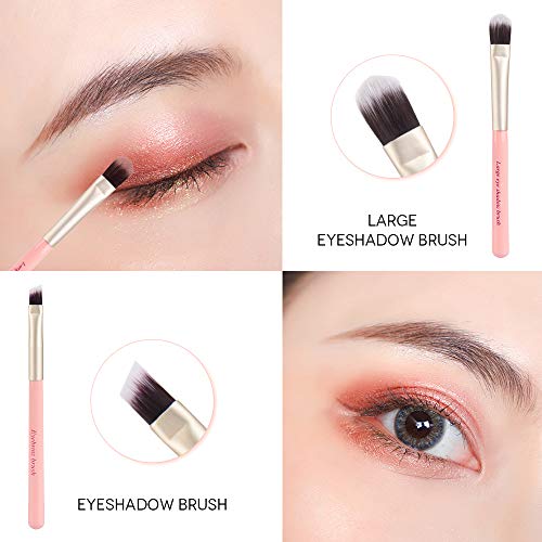 Juego de 7 brochas de maquillaje para niños, brochas de maquillaje para base, delineador de ojos, brochas cosméticas correctoras con funda para niños y niñas (rosa)