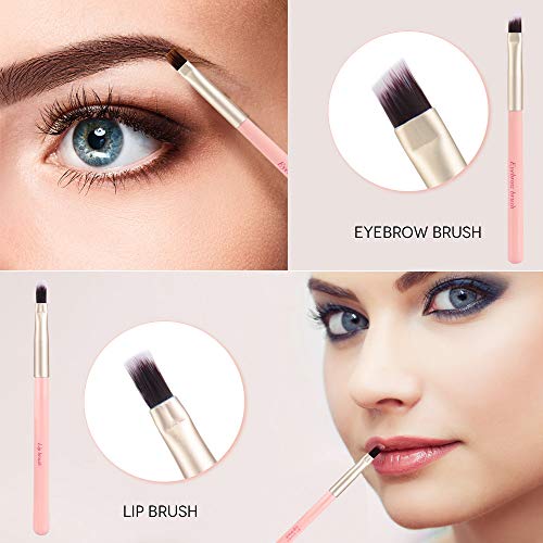 Juego de 7 brochas de maquillaje para niños, brochas de maquillaje para base, delineador de ojos, brochas cosméticas correctoras con funda para niños y niñas (rosa)