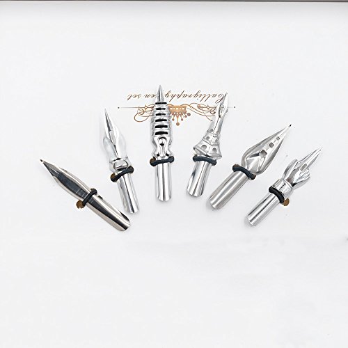Juego de Bolígrafos de Caligrafía de Plumas Vintage con 6 Plumilla, Tinta Negra, para Bolígrafo para Arte, Escritura, Firma, Decoración, Regalo HO-Q-300
