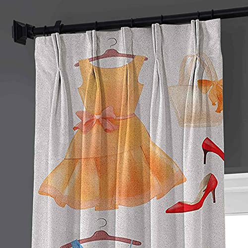 Juego de cortinas plisadas con talones y vestidos con textura, conjunto de ropa festiva para fiestas de moda, vestidos de cóctel femeninos en percha, adecuado para puertas correderas de vidrio, ventan