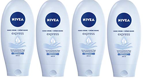 Juego de cuatro cremas de mano Nivea, 4 tubos de 100 ml, Express Care