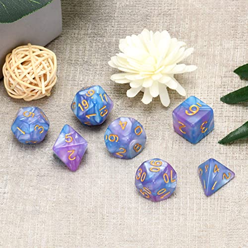 Juego de dados Pearl Polyhedral Juegos de mesa Dice Die Series D20 Dice Dados DND, D12, D10, D8, D6, D4 dnd dados DND RPG MTG Colores dobles dentro de una pieza para juegos de mesa (7 piezas)