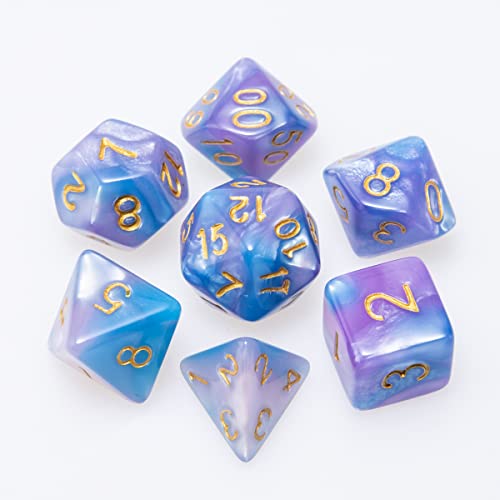 Juego de dados Pearl Polyhedral Juegos de mesa Dice Die Series D20 Dice Dados DND, D12, D10, D8, D6, D4 dnd dados DND RPG MTG Colores dobles dentro de una pieza para juegos de mesa (7 piezas)