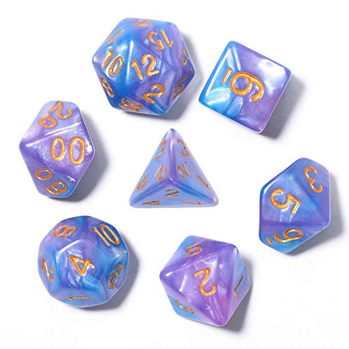 Juego de dados Pearl Polyhedral Juegos de mesa Dice Die Series D20 Dice Dados DND, D12, D10, D8, D6, D4 dnd dados DND RPG MTG Colores dobles dentro de una pieza para juegos de mesa (7 piezas)