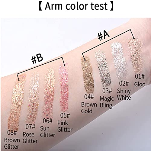 Juego de delineador de ojos líquido de 4 colores, delineador de ojos de sirena de diamante con brillo metálico, juego de delineador de ojos brillante de larga duración a prueba de agua (A)