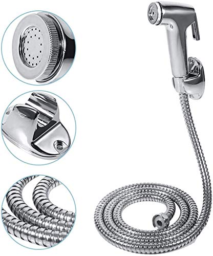 Juego de ducha de lluvia / juego de rociador de bidé con soporte de pared y manguera de 1,5 m / para inodoro, accesorios sanitarios de baño
