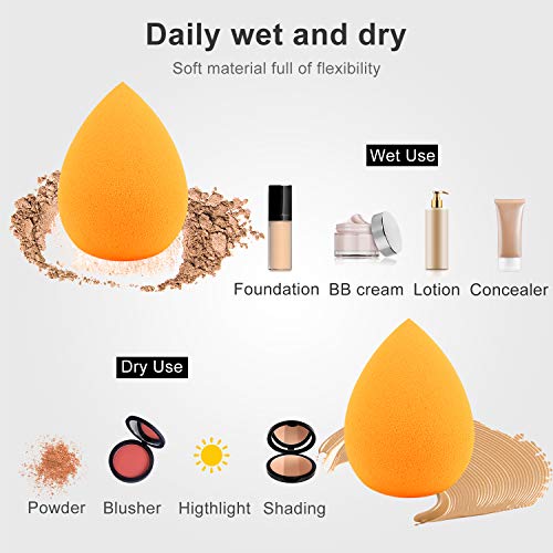 Juego de esponjas de maquillaje: mezclador de esponjas de maquillaje de 8 piezas + 1 estante de secado de esponjas de maquillaje, adecuado para corrector de rubor, sombra de ojos, polvo, crema, polvo