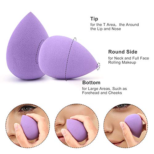 Juego de esponjas de maquillaje: mezclador de esponjas de maquillaje de 8 piezas + 1 estante de secado de esponjas de maquillaje, adecuado para corrector de rubor, sombra de ojos, polvo, crema, polvo