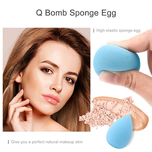 Juego de esponjas de maquillaje: mezclador de esponjas de maquillaje de 8 piezas + 1 estante de secado de esponjas de maquillaje, adecuado para corrector de rubor, sombra de ojos, polvo, crema, polvo