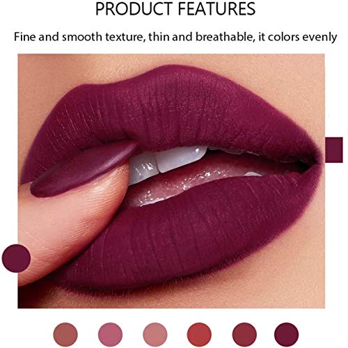 Juego de lápiz labial de 6 colores, lápiz labial hidratante suave de terciopelo mate, taza antiadherente impermeable de larga duración, juego de regalo de maquillaje de lápiz labial desnudo sexy