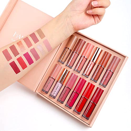 Juego de lápiz labial nude mate de 12 colores aterciopelado, taza antiadherente de larga duración, lápiz labial líquido, taza antiadherente, brillo de labios sexy, tinte de labios suave, maquillaje