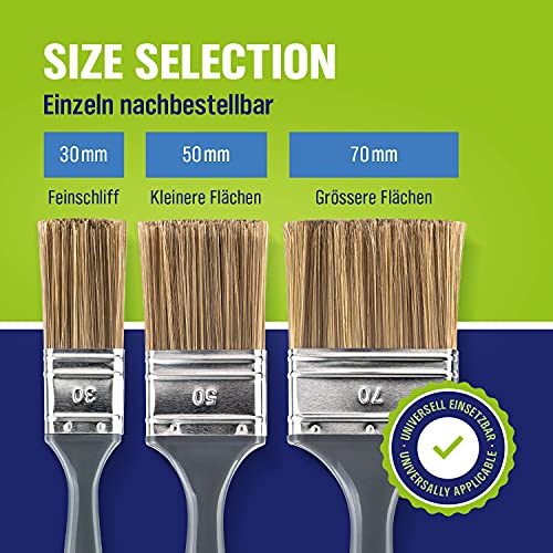 Juego de pinceles para barnices y aceites, 3 piezas, 30/50/70 mm