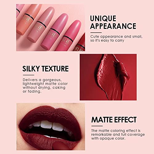 Juego de pintalabios mate de 6 colores, pintalabios de terciopelo, mate resistente al agua, taza antiadherente, juego de regalo de maquillaje de labios para niñas y mujeres