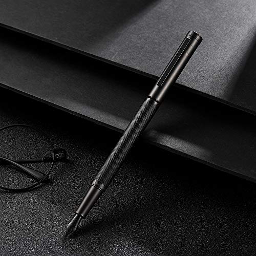 Juego de Pluma Estilográfica Selva Negra Mate con Punta Fina Diseño Clásico con Convertidor y Caja de Metal de Hongdian