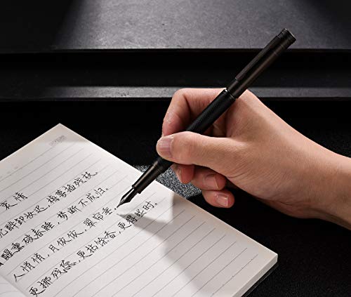 Juego de Pluma Estilográfica Selva Negra Mate con Punta Fina Diseño Clásico con Convertidor y Caja de Metal de Hongdian