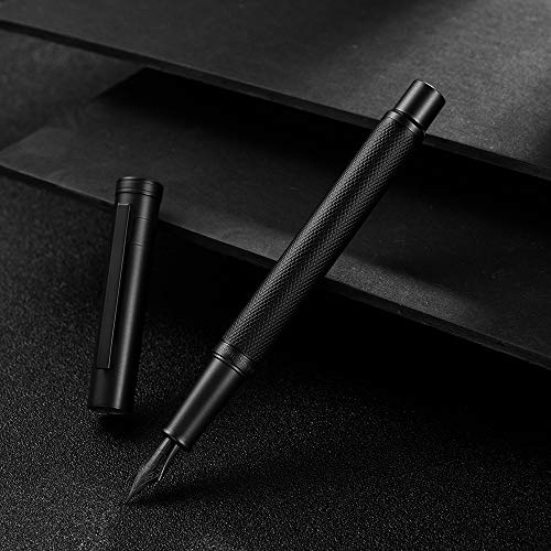Juego de Pluma Estilográfica Selva Negra Mate con Punta Fina Diseño Clásico con Convertidor y Caja de Metal de Hongdian