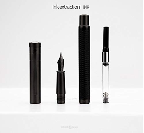 Juego de Pluma Estilográfica Selva Negra Mate con Punta Fina Diseño Clásico con Convertidor y Caja de Metal de Hongdian
