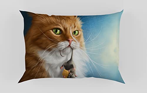 Juego de ropa de cama de microfibra, diseño de gato, para niños, niñas, funda nórdica y funda de almohada, funda de edredón estampada con animales (135 x 200 cm)